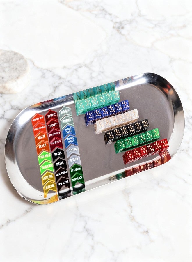 PUGED 61 Pieces MTG Dice Counters and Abilities Keywords Creature Stats Buff Acrylic Tokens with Box for MTG TCG Games Gift Gaming Accessories (Colors) - Image 3